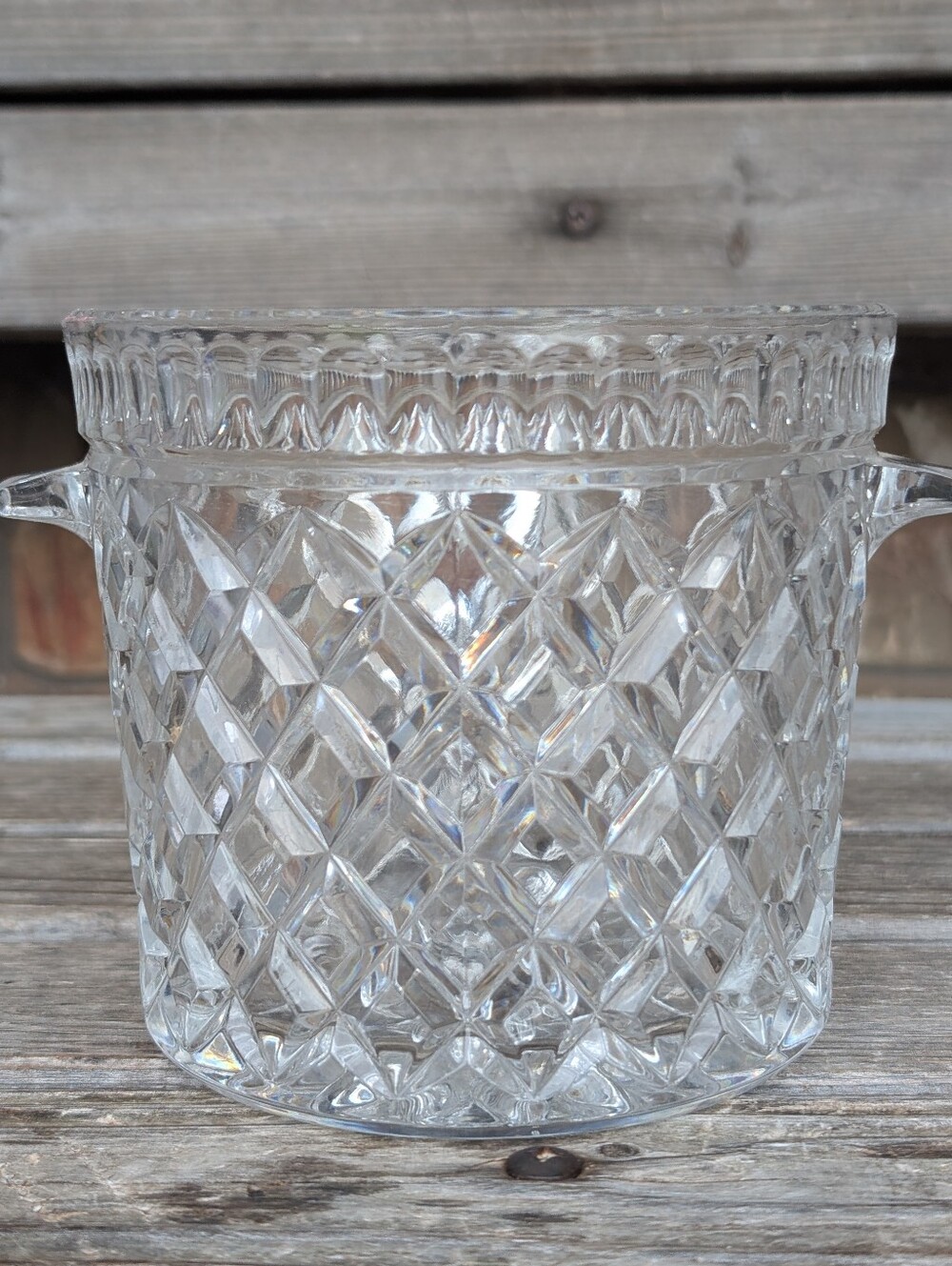 Vintage Bohemia Diamond Cut Crystal Ice Bucket